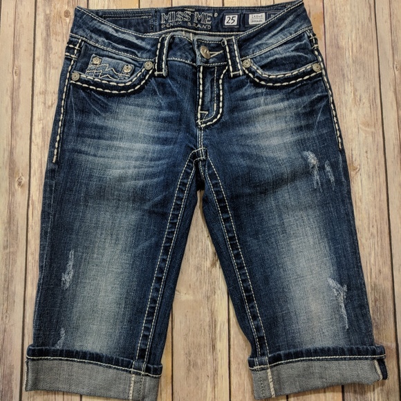 Miss Me Pants - Miss Me Irene Bermuda Jean Shorts EUC